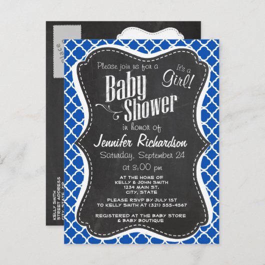 コバルトブルークローバー;レトロシャルボード インビテーションポストカード (正面/裏面)