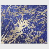 コバルトブルーグリッターセピア金ゴールドマーブルストーンメタル ラッピングペーパー (フラット)