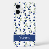 コバルトブルーグリーンの水彩野の花の名前 Case-Mate iPhoneケース (裏面)