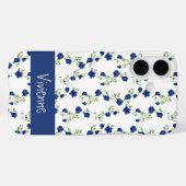 コバルトブルーグリーンの水彩野の花の名前 Case-Mate iPhoneケース (裏面 (横))