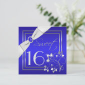 コバルトブルーシルバーフローラSweet sixteen招待状 招待状 (スタンド正面)