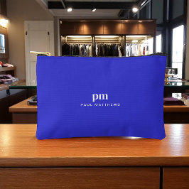 コバルトブルーシンプルミニマリストモノグラムと名前 アクセサリーポーチ