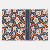 コバルトブルースさび卵フラワーズ名前をカスタムする ラッピングペーパーシート (正面)