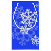 コバルトブルースタイリッシュの雪の結晶クリスマモダンス スモールペーパーバッグ (裏面)