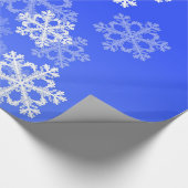 コバルトブルースタイリッシュの雪の結晶クリスマモダンス ラッピングペーパー (角)