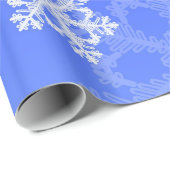コバルトブルースタイリッシュの雪の結晶クリスマモダンス ラッピングペーパー (ロールコーナー)