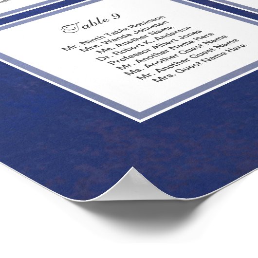 コバルトブルーダマスコディナーパーティーシーティングチャート ポスター (角)