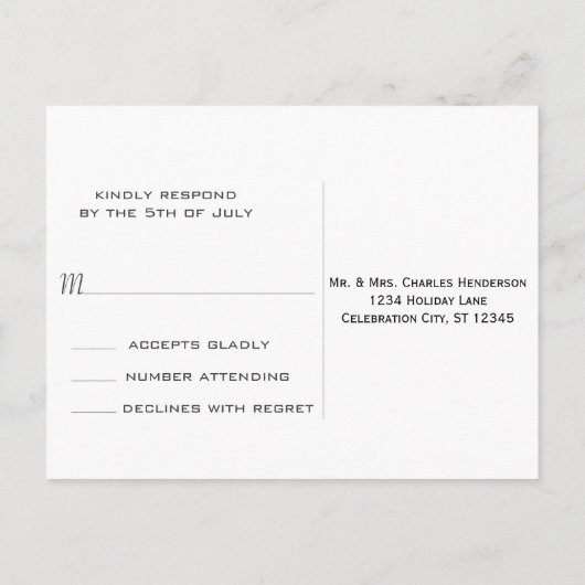 コバルトブルーハートリーフツリーウェディングRSVP インビテーションポストカード (裏面)