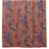 コバルトブルーパープルのテラコッタのピーコックガーデン シャワーカーテン (正面)