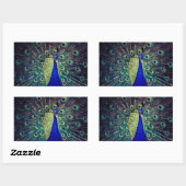 コバルトブルーピーコック 長方形シール (シート)