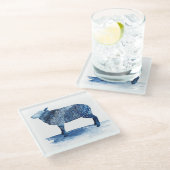 コバルトブルーファームアニマルズ – 羊 ガラスコースター (アングル)