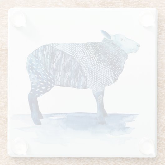 コバルトブルーファームアニマルズ – 羊 ガラスコースター (裏面)
