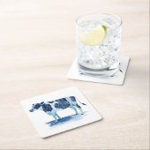 コバルトブルーファーム動物 – 牛 スクエアペーパーコースター (インサイチュ)