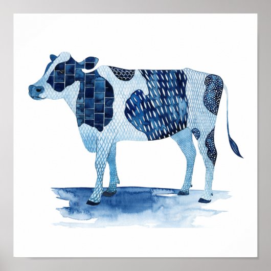 コバルトブルーファーム動物 – 牛 ポスター (正面)
