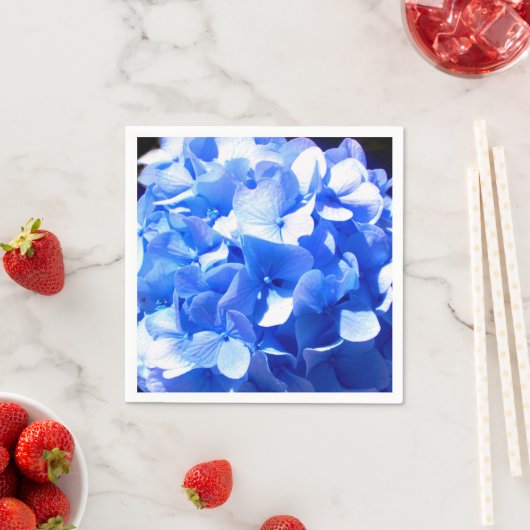 コバルトブルーフローラエレガントブルーアジサイ スタンダードカクテルナプキン (インサイチュ)
