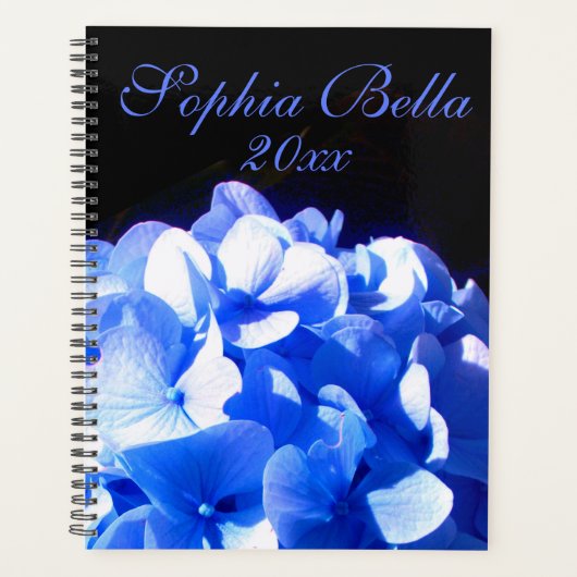 コバルトブルーフローラエレガントブルーアジサイ プランナー手帳 (正面)