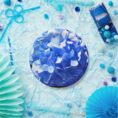 コバルトブルーフローラエレガントブルーアジサイ ペーパープレート (パーティー)