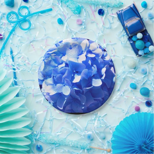 コバルトブルーフローラエレガントブルーアジサイ ペーパープレート (パーティー)