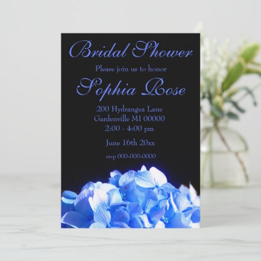 コバルトブルーフローラエレガントブルーアジサイ 招待状 (スタンド正面)