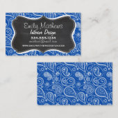 コバルトブルーペイズリー;ヴィンテージシャルボード 名刺 (正面/裏面)