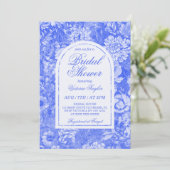 コバルトブルーホワイトフローラチノワセリーブライダルシャワー 招待状 (スタンド正面)