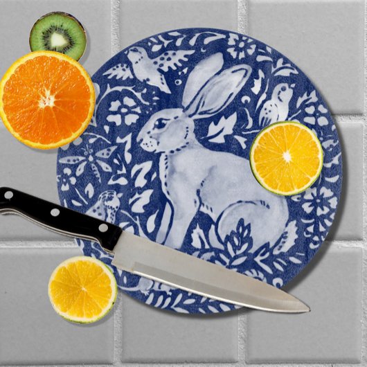 コバルトブルーホワイトラビットハレバードウッドランド カッティングボード