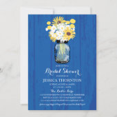 コバルトブルーメイソンジャールサンフラワーズ | ブライダルシャワー 招待状 (正面)