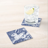 コバルトブルーラビットチノワセリエデダムデルフトネイビー スクエアペーパーコースター (インサイチュ)