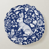 コバルトブルーラビットバードフローラチノワセリエデダム ラウンドクッション (裏面)