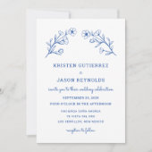 コバルトブルーワイルドフラワー結婚式招待状 招待状 (正面)