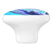 コバルトブルー大理石の流体アートスワール セラミックノブ (側面)