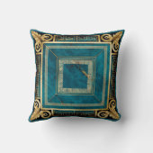 コバルトブルー大理石アールデコギリシャフローラシームレス クッション (裏面)