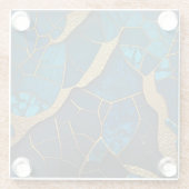 コバルトブルー大理石モザイク金ゴールドインレイ静脈 ガラスコースター (裏面)