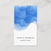 コバルトブルー水彩ブロバーチカルソーシャルメディア 名刺 (正面)
