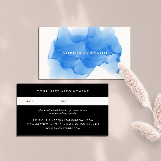 コバルトブルー水彩ブロ |アポイントメントカード 予約カード