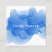 コバルトブルー水彩ブロ |ソーシャルメディア スクエア名刺 (正面)