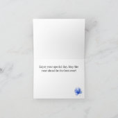 コバルトブルー熱帯葉パターンハッピーバースデー カード (内部)