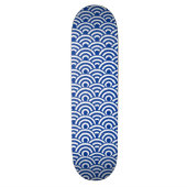 コバルトブルー白日本の波パターン スケートボード (縦)