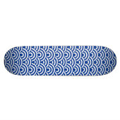 コバルトブルー白日本の波パターン スケートボード (横)