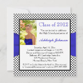 コバルトブルー白黒水玉模様写真卒業 招待状 (裏面)