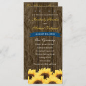 コバルトブルー素朴ひまわり結婚式 プログラム (正面/裏面)