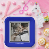 コバルトブルー結婚のカップルのカスタマイズ ペーパープレート (パーティー)