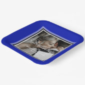 コバルトブルー結婚のカップルのカスタマイズ ペーパープレート (傾斜あり)