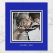 コバルトブルー結婚のカップル50周年 ワインラベル (シングルラベル)