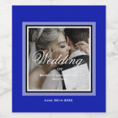 コバルトブルー結婚の写真カスタム50周年 ワインラベル (シングルラベル)