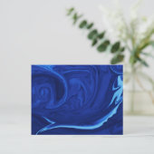 コバルトブルー背景テクスチャード手作り ポストカード (スタンド正面)