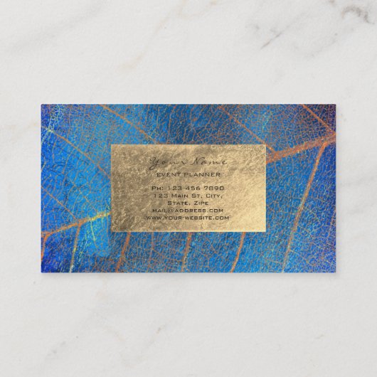 コバルトブルー金ゴールドサファイアセピアフォイル植物学 名刺 (裏面)