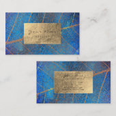 コバルトブルー金ゴールドサファイアセピアフォイル植物学 名刺 (正面/裏面)