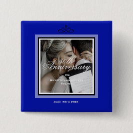 コバルトブルー50結婚thのカップル記念日ボタン 缶バッジ