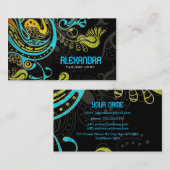 コバルトブルー&イエロー抽象芸術スワーズ – テンプレート 名刺 (正面/裏面)